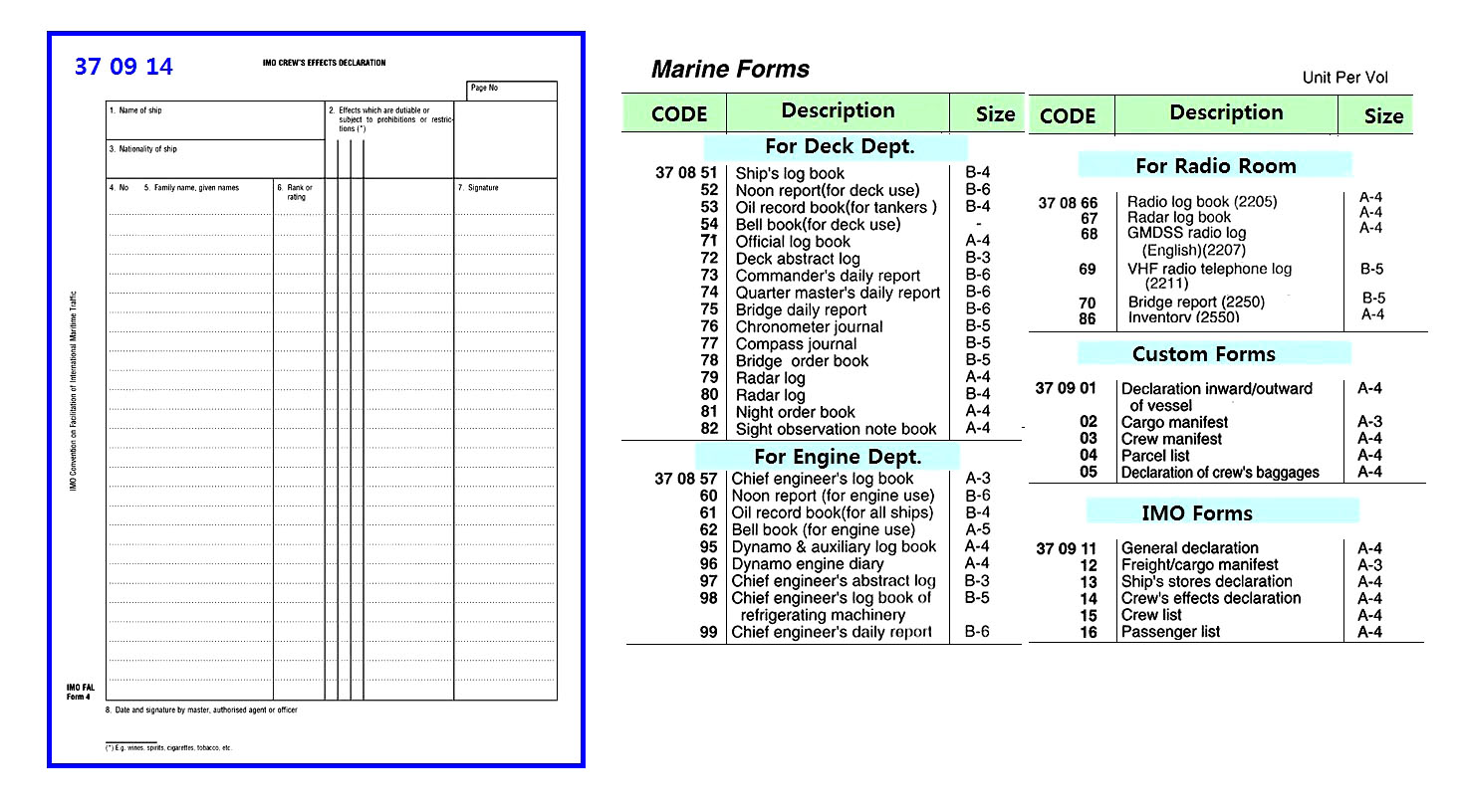 IMO PUBLICATION, IMO373.E, SHIP'S STORES DECLARATION, A-4