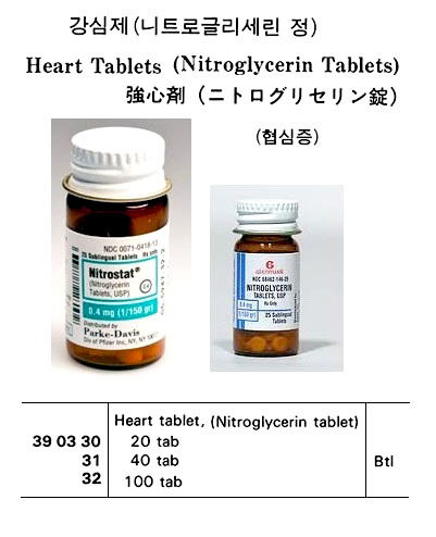HEART TABLET ,NITROGLYCERIN TABLET, 20 TAB | 100 TAB/BTL (2019-2)