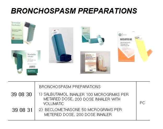 BRONCHOSPASM PREPARATIONS 1) SALBUTAMOL INHALER 100 MICROGRMAS PER METARED DOSE, 200 DOSE INHALER WITH VOLUMATIC | (2009-2)