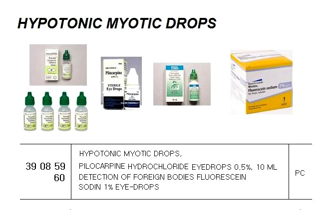 HYPOTONIC MYOTIC DROPS, PILOCARPINE HYDROCHLORIDE EYEDROPS 0.5%, 10 ML
