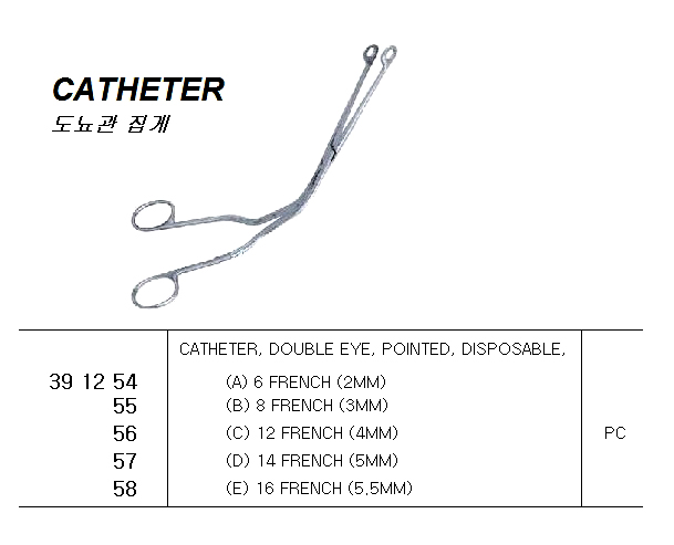 CATHETER, DOUBLE EYE, POINTED, DISPOSABLE, (C) 12 FRENCH (4MM) | (2014-7)