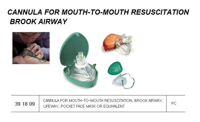 BAG AND MASK RESUSCITATOR, AMBUBAG (OR EQUIVALENT). SUPPLIED WITH LARGE, MEDIUM AND SMALL MASK