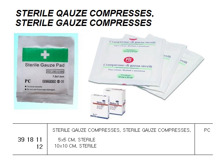 STERILE QAUZE COMPRESSES, STERILE GAUZE COMPRESSES, 5x5 CM, STERILE