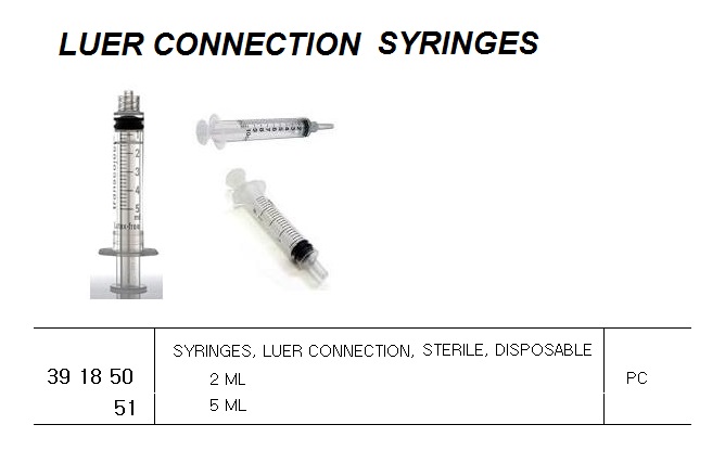 SYRINGES, LUER CONNECTION, 2 ML, STERILE, DISPOSABLE