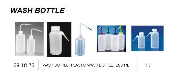 WASH BOTTLE, PLASTIC WASH BOTTLE, 250 ML