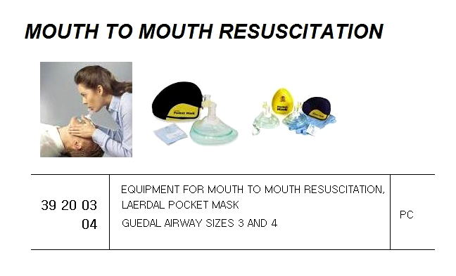 EQUIPMENT FOR MOUTH TO MOUTH RESUSCITATION, LAERDAL POCKET MASK