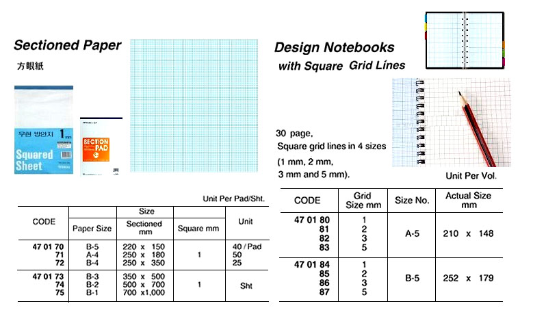 DESIGN NOTE BOOK WITH SQUARE GRID LINE, 2 MM/SQ A-5 210 x 148MM | (2009-6)