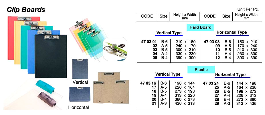 CLIP BOARD, HARD BOARD, VERTICAL A-4 | (2019-1)