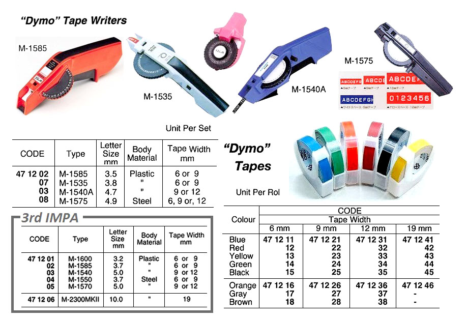 DYMO TAPE, 19 MM, BLUE | 9 mm size only, Korea (2016-3)