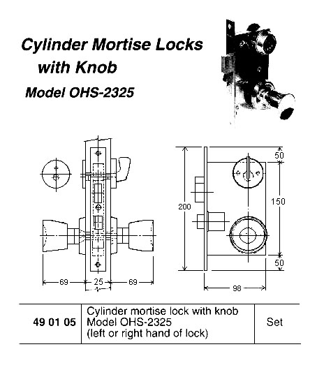 MORTISE LATCH WITH KNOB, OHS#2115 | Korea (2014-12)