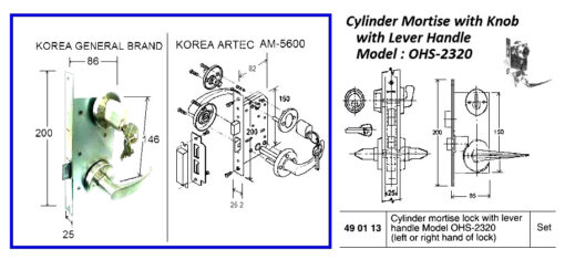 LOCK SET, CYLINDER MORTISE WITH KNOB, OHS#2305 | (2011-12)
