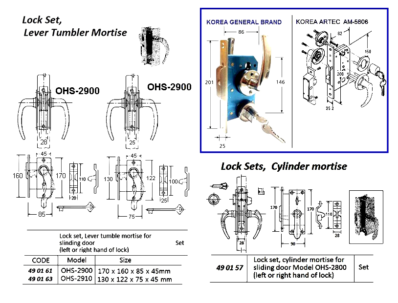 LATCH SET MORTISE FOR SLIDING DOOR, OHS#2700 | (2011-12)