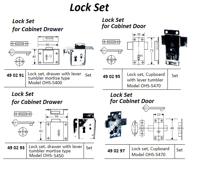 LOCK SET CUPBOARD WITH LEVER TUMBLER OHS#5460