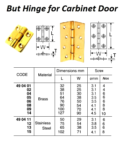 HINGE CABINET BRASS L-38 x W-28 MM | SUS304, DongMyung, Korea (2015-9)