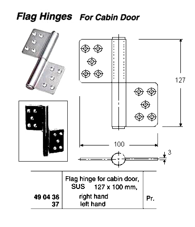HINGE BRASS SASH DOOR OHS#4228-3 LEFT HAND | (2014-6)