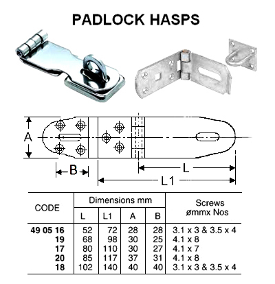 PADLOCK HASP, L68 x W30 MM