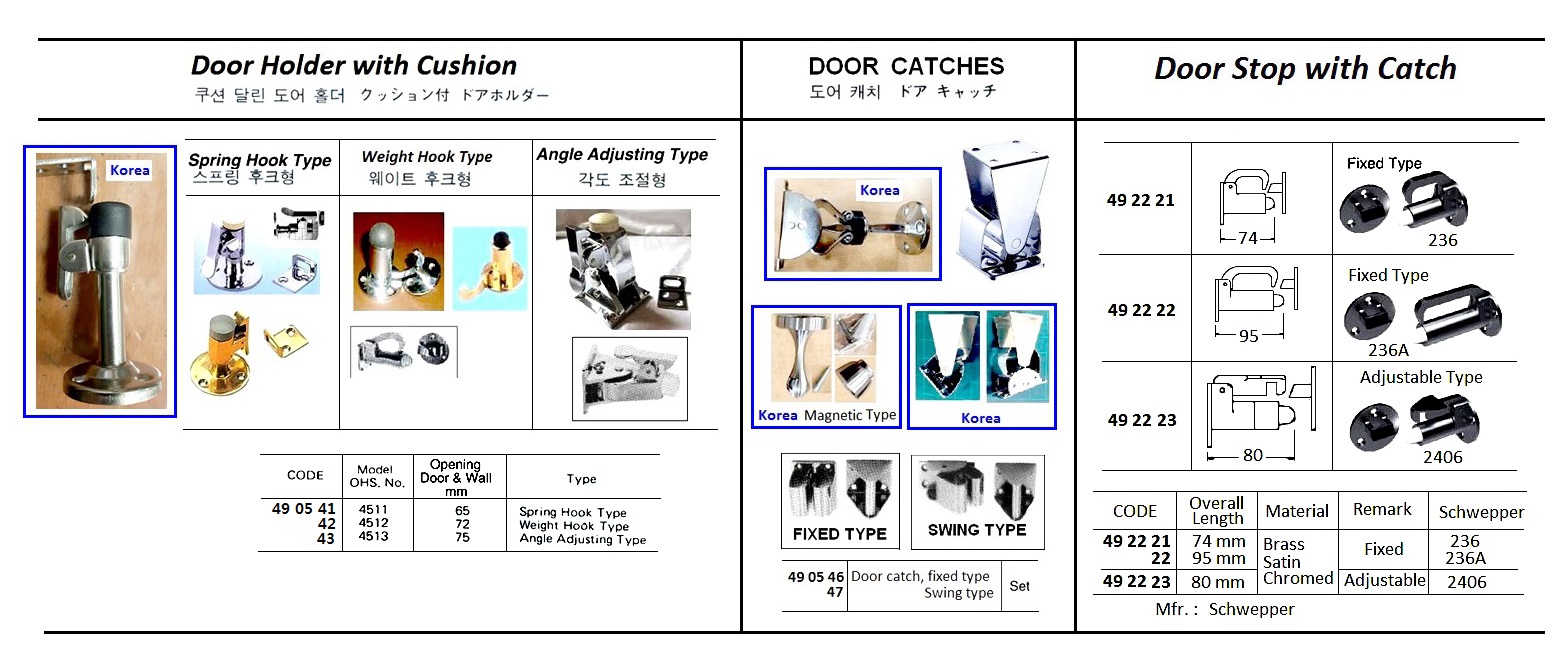 DOOR HOLDER WITH CUSHION, OHS#4512, WEIGHT HOOK TYPE | Magnetic type Korea (2015-9)