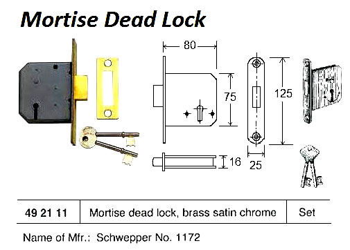 BRASS SATIN CHROME MORTISE LATCHE, RIGHT HAND