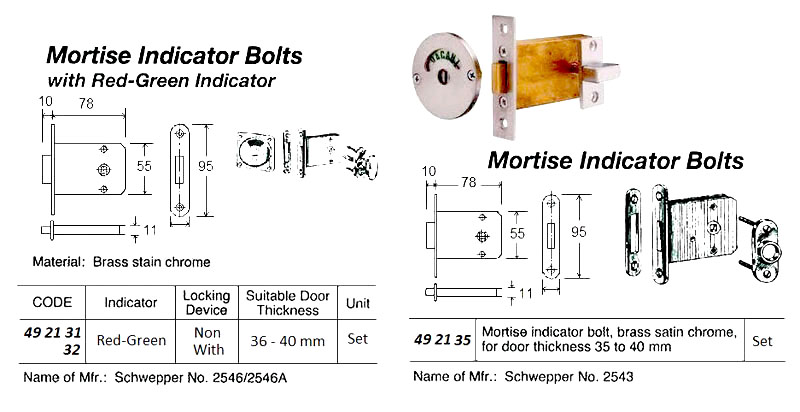 MORTISE INDICATOR BOLT WITH RED-GREEN INDICATOR, WITH LOCKING DEVICE | (2015-3)