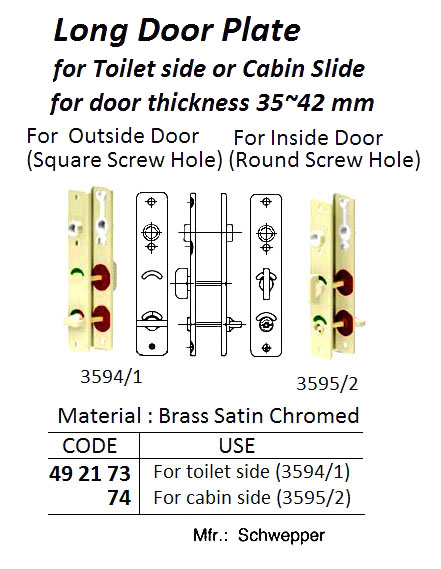 MORTISE TOILET LOCK WITHOUT STRIKE PLATE, BRASS CR COATING, RIGHT HAND