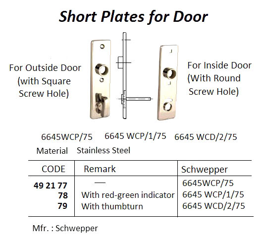 MORTISE TOILET LOCK, ST.STEEL, RIGHTHAND