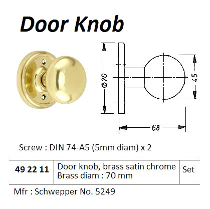 BRASS STAIN KNOB HANDLE, OVAL, DOOR T=3-14 MM