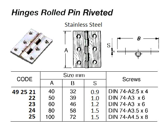 HINGE WITH FIXED PIN, 150 MM