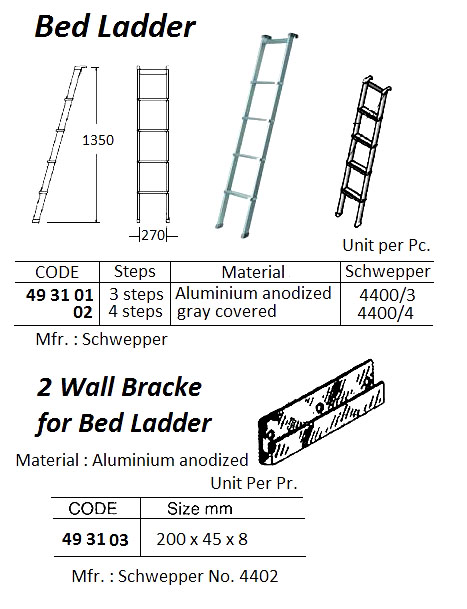 BAD LADDER WITH 3 STEP, ALUMINIUM ANODIZED