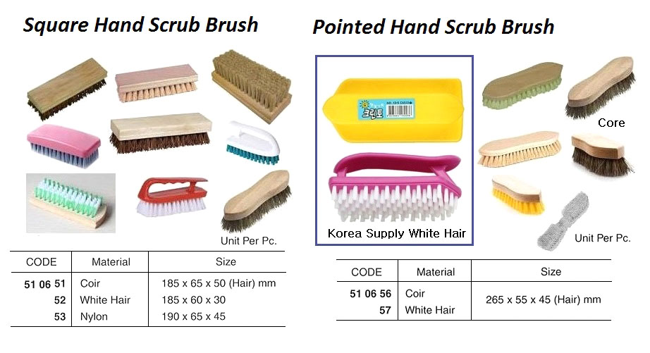 SQUARE HAND SCRUB BRUSH, WHITE HAIR
