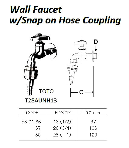 HOSE END LONG SHANK WALL FAUCETS WITH ROTARY SPOUT 13 (1/2) | #530121 (2009-7)