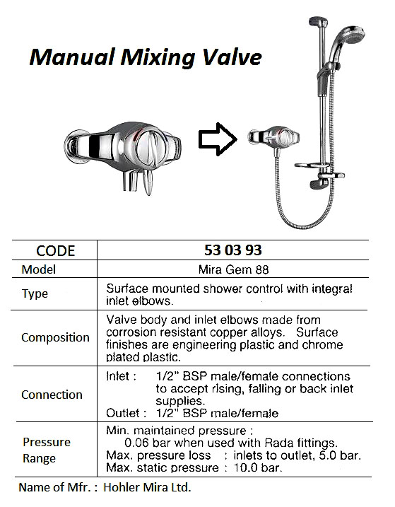 THERMOSTATIC MIXING VALVE, RADA 722M | Shower Set supply, Duksung, Korea (2017-6)