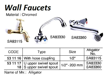 WALL FAUCET, WITH HOSE COUPLING, 1/2"