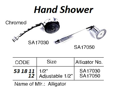 HAND SHOWER W/THERMOSTIC FAUCET, 1/2" HOSE AND STOP TRAY