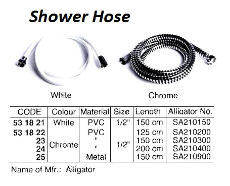 SHOWER HOSE, CHROME PVC, 1/2" 200 CM