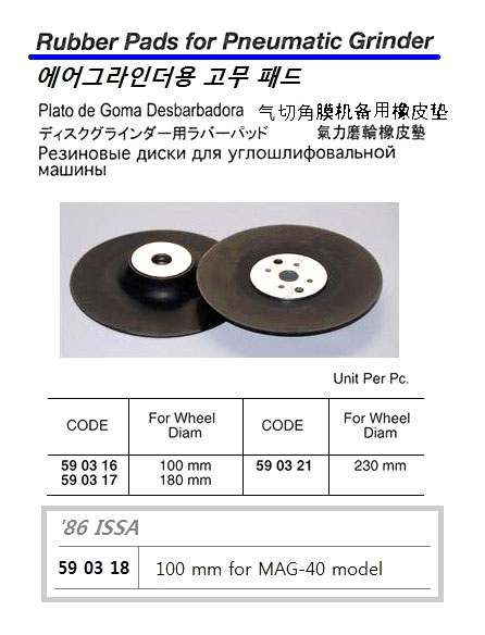 RUBBER PAD FOR PNEUMATIC GRINDER, WHEEL DIA 100 MM | Korea (2017-4)