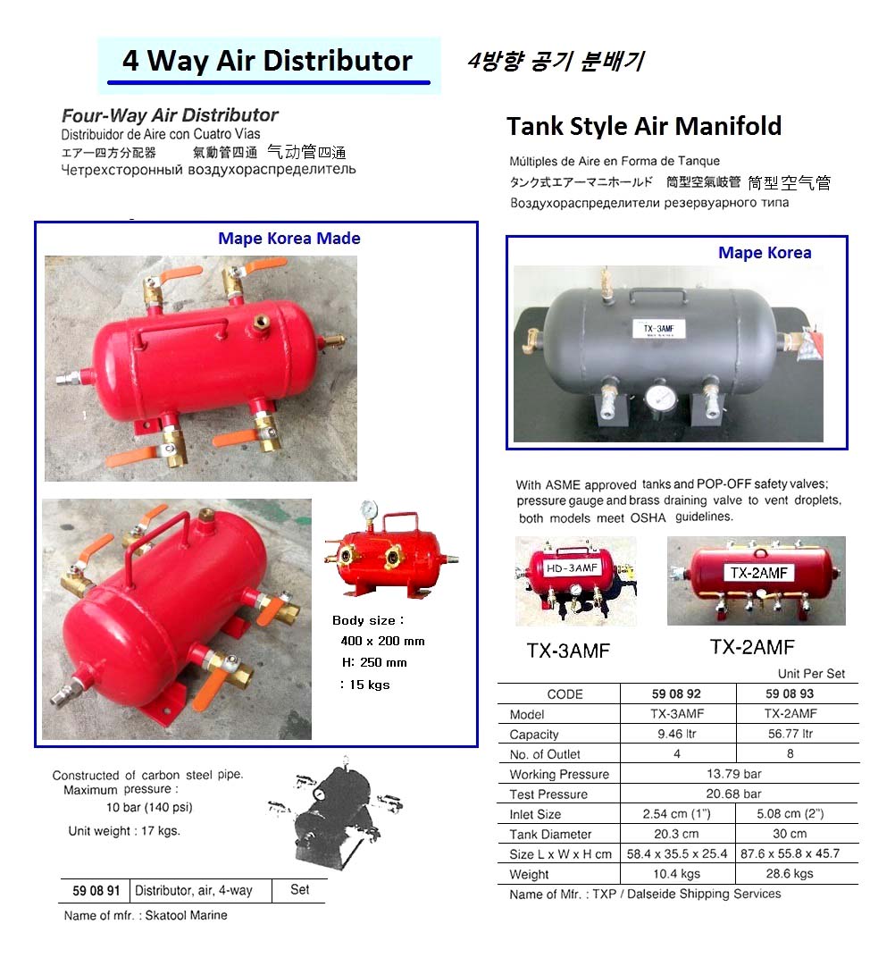 4-WAY AIR DISTRIBUTOR, SKATOOL MARINE | Mape, Korea Made (2016-7)