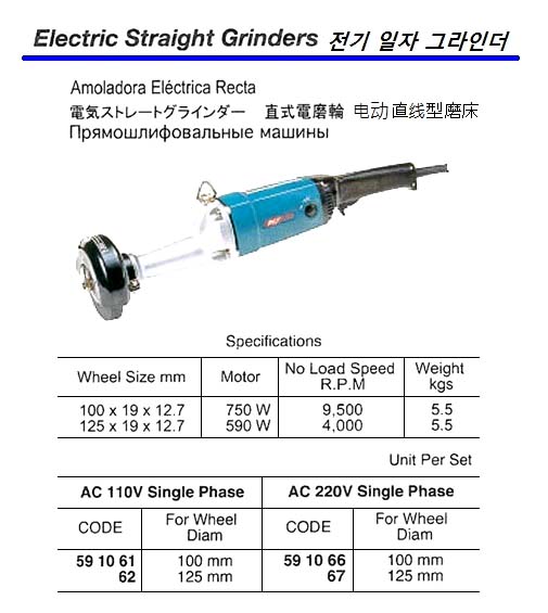 ELECTRIC STRAIGHT GRINDER, OD 100 MM ELEC.AC110V 1-PHASE | (2009-7)