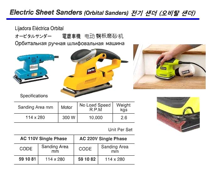 ELECTRIC ORBITAL SANDER, AC110V 1-PHASE | (2011-12)