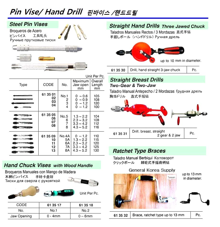 STRAIGHT HAND DRILL, 3-JAW CHUCK, UP TO 10 MM | China (2017-4)