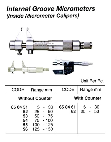 INTERNAL GROOVE MICROMETER, 50 - 75 MM | JAPAN (2012-9)