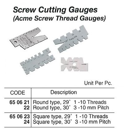 SCREW CUTTING GAUGE (ACME SCREW THREAD GAUGE), ROUND 29 DEG, 1-10 THREADS | JAPAN (2012-9)
