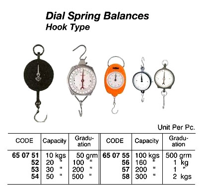 HOOK TYPE DIAL SPRING BALANCE, CAPACITY 30 KGS | 50 Kgs (2014-3)