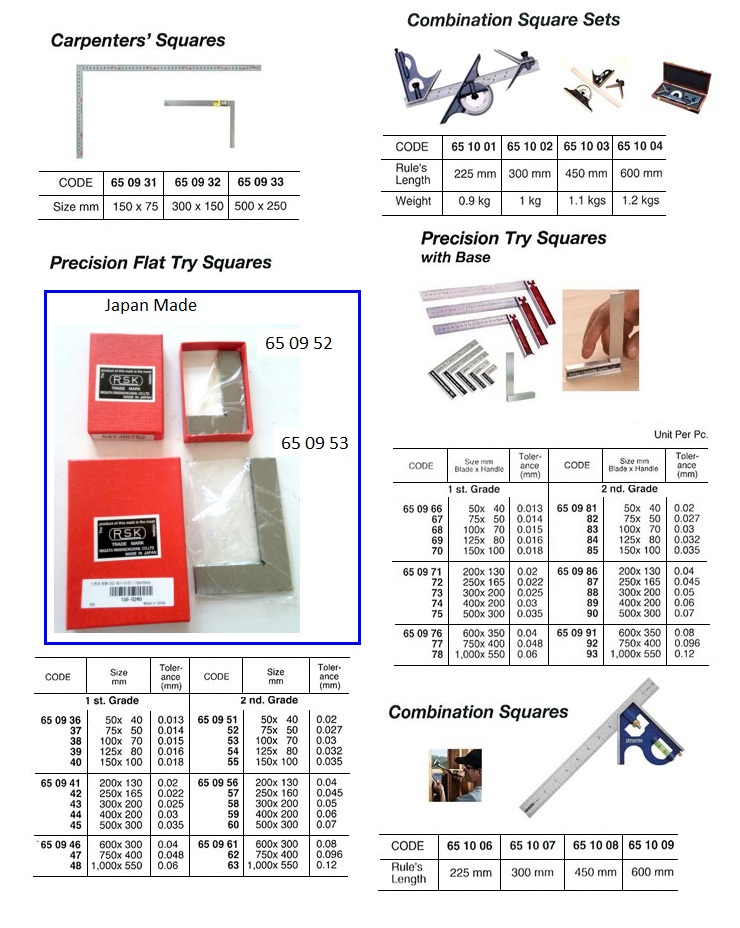 PRECISION FLAT TRY SQUARE, 2ND-GRADE (+_0.02) 50 x 40 MM | (2009-8)