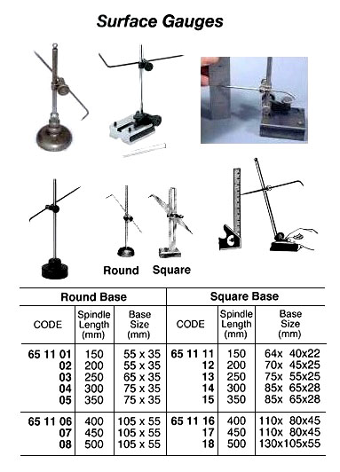 SURFACE GAUGE, SQUARE BASE, SPINDLE LENGTH 400 MM