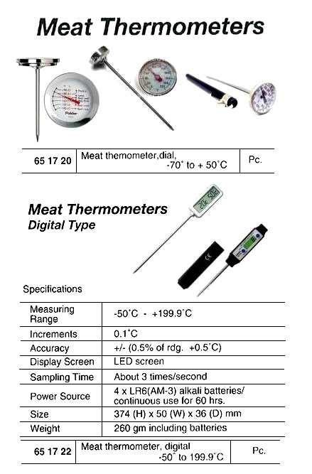 THERMOMETER FOR REFRIGERATOR, WOODEN PLATE BACK, -30 TO 50 DEG | (2009-6)