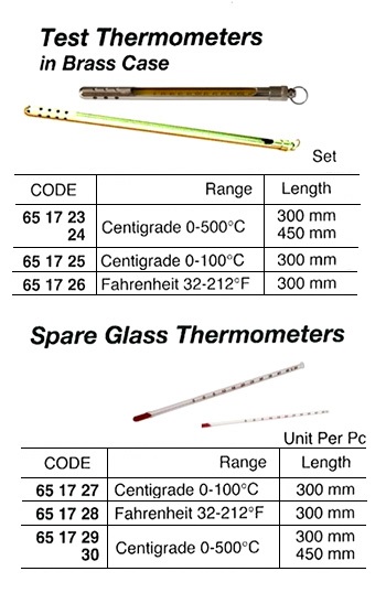 SPARE GLASS THERMOMETER, 0-100 DEG.C 300 MM | DongMyung Korea (2016-8)