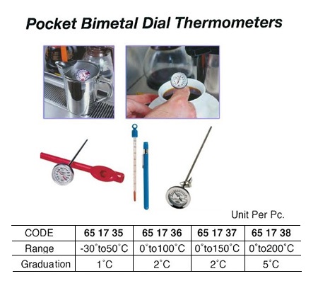POCKET BIMETAL DIAL THERMOMETER, -30 TO 50 DEG.C | (2009-5)
