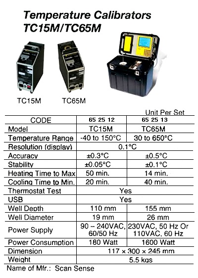 TEMPERATURE CALIBRATOR, TC15M, SCAN SENSE