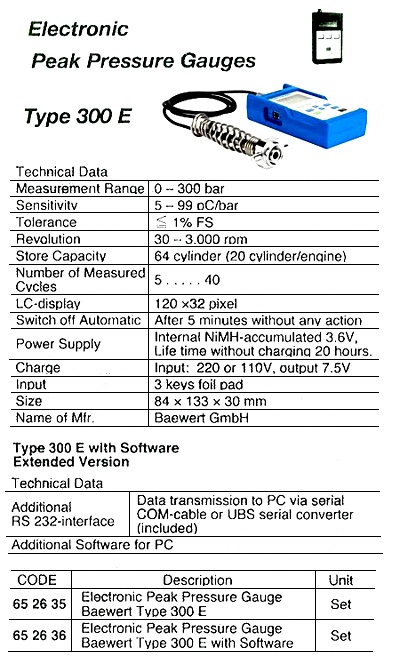 ELECT. PEAK PRESSURE GAUGE, 300E