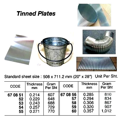 TINNED PLATE, #90L 0.257 MM x 508 x 711.2MM | 0.3T 3x6' (2015-9)